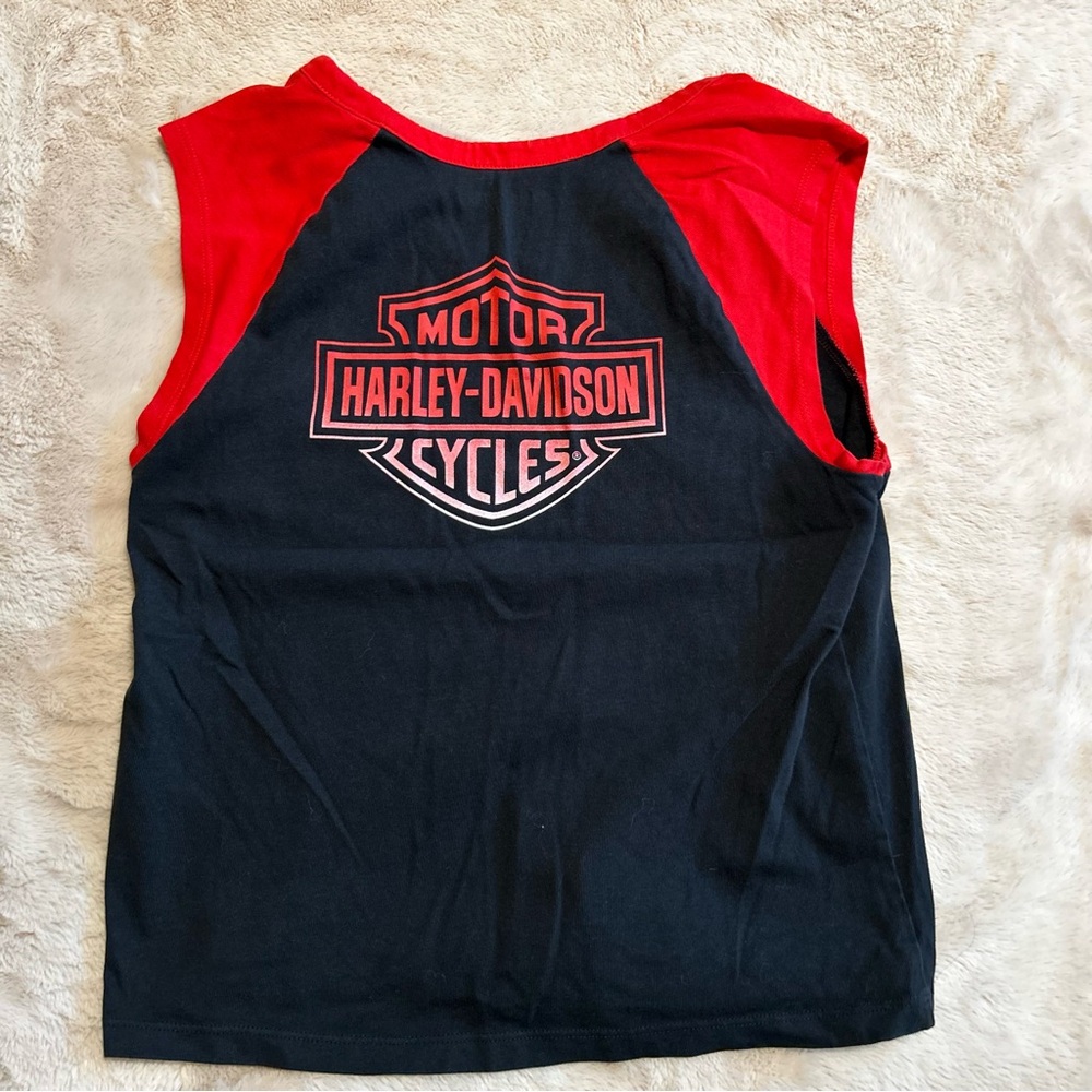 Harley-Davidson Womens Red and Black Sleeveless Crop Top